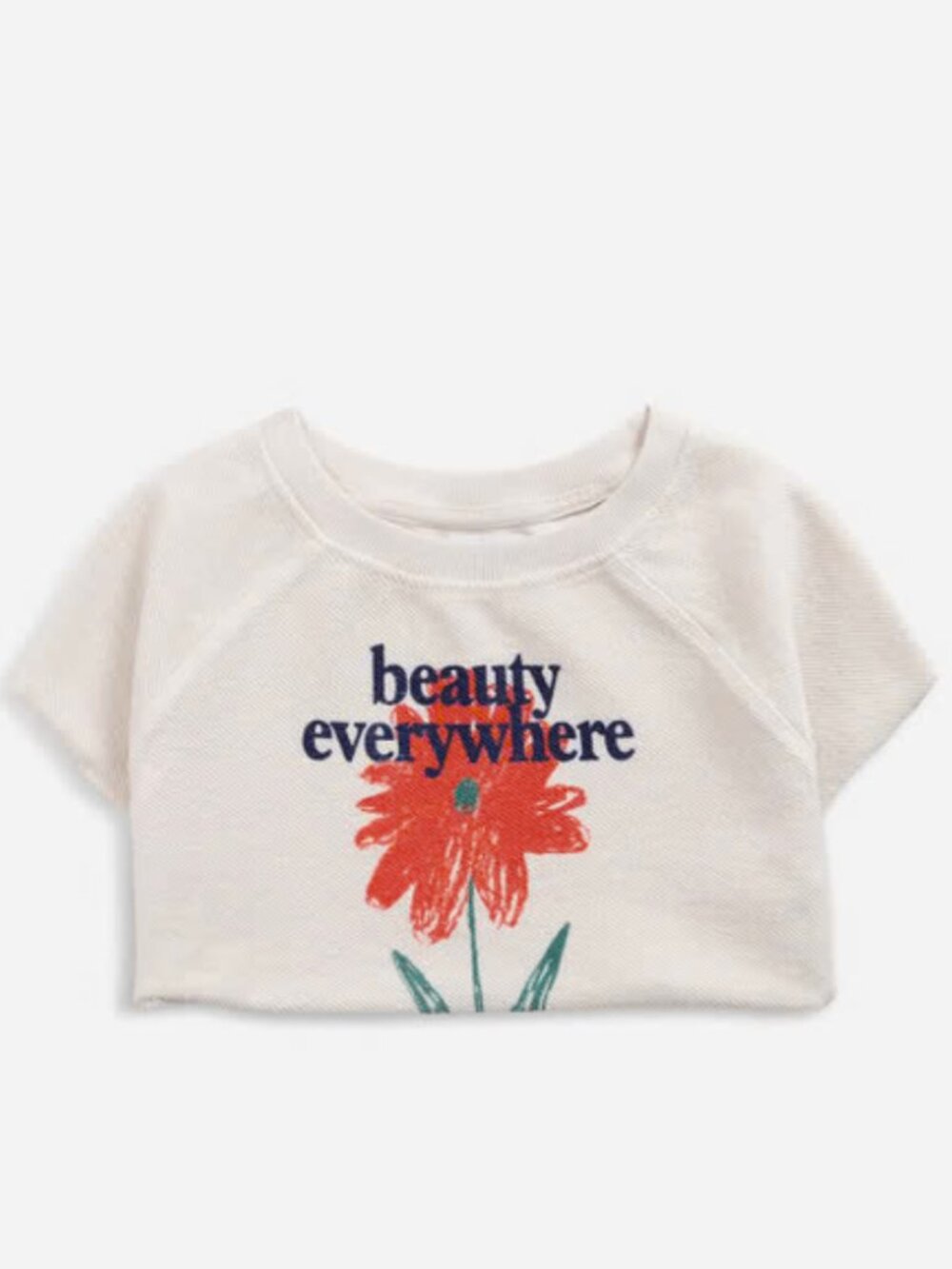 Bobo Choses  PETUNIA Cream Crewneck with Red Floral and Navy Text